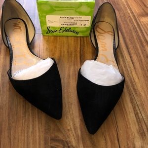 Black suede flats size 10